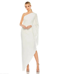 One Shoulder Asymmetrical Hem Flowy Dress
