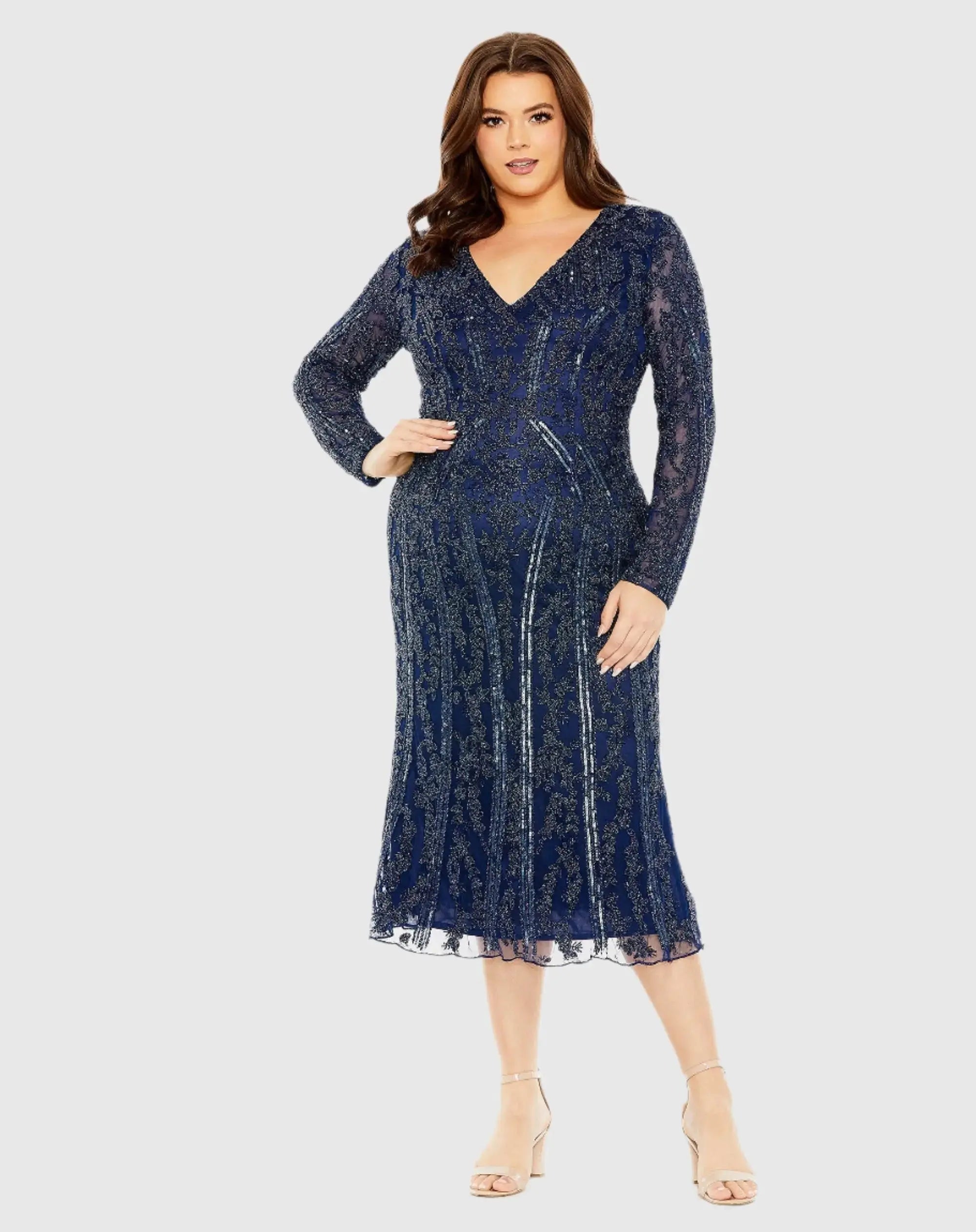Long Sleeve Embellished Dress