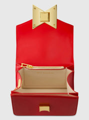 Red Mini Leather Tone On Tone Crossbody Bag