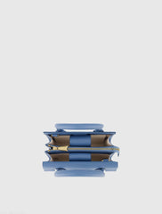 Blue Small Leather Tote Bag With Gold Hardware - FINAL SALE