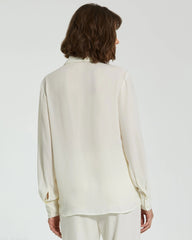 The Bentley White Long Sleeve Button Up Georgette Blouse - FINAL SALE