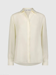 The Bentley White Long Sleeve Button Up Georgette Blouse - FINAL SALE